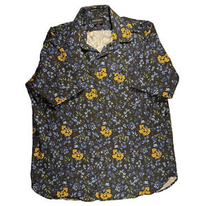 Paul Fredrick mens SS shirt Large Tall LT blue floral nature Casual weekend EUC